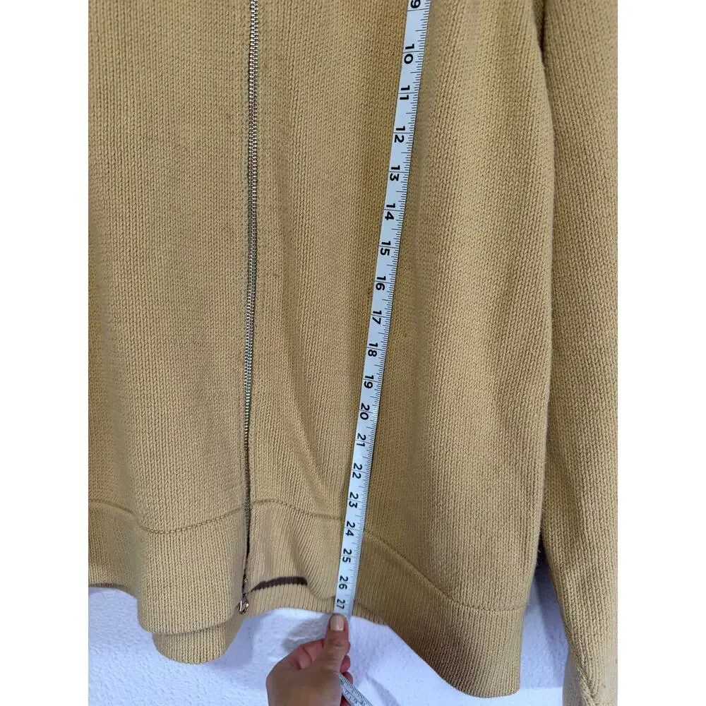 J Crew‎ Camel Zip Sweater Mens Old Money Quiet Luxury Large Preppy Minimal Y2K